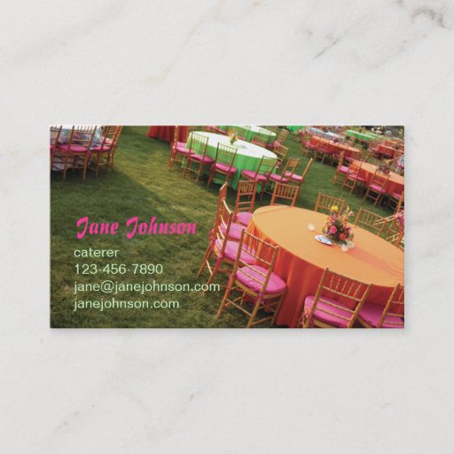 Customizable outdoor party tables business cards