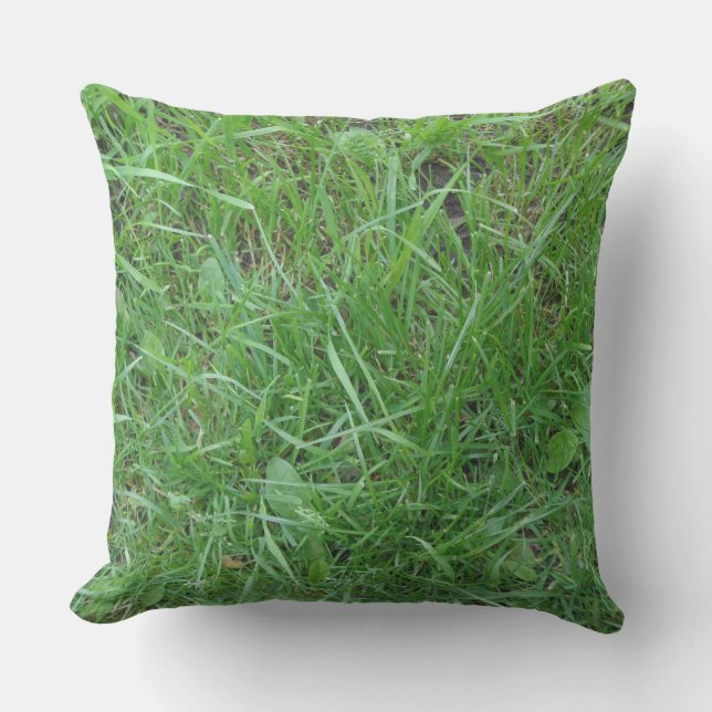Outdoor Patch of Grass Throw Pillow Nature Green (Front)