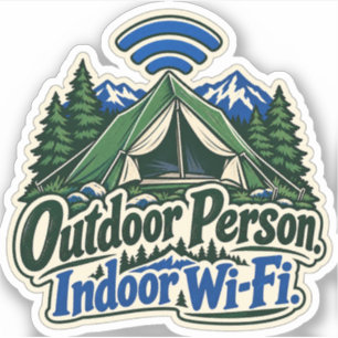 Outdoor Person. Indoor Wi-Fi. Sticker