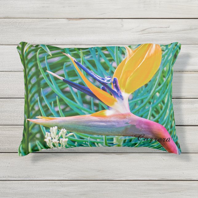 Outdoor Pillow, Bird of Paradise design Pillow (Front)
