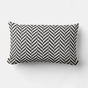 Outdoor Pillow   Black & White Herringbone Pattern