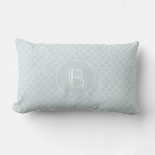 Outdoor Pillow  Blue Quatrefoil Pattern Monogram