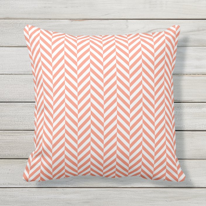 Outdoor Pillow Coral Herringbone Pattern Zazzle Com