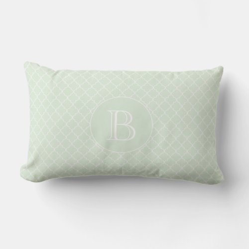 Outdoor Pillow  Mint Quatrefoil Pattern Monogram