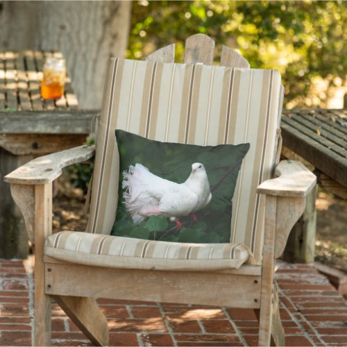 Outdoor Pillow With White Dove Pattern