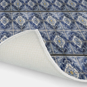 Outdoor Rug Mediterranean Blue Tile Pattern
