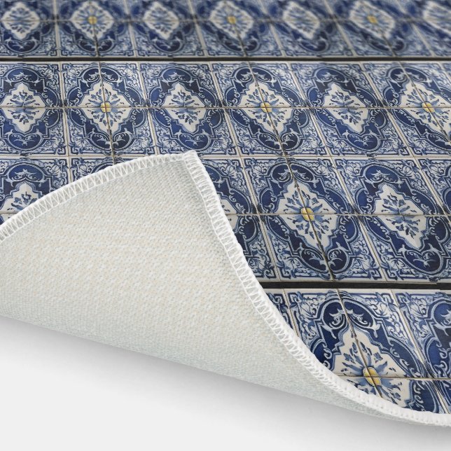 Outdoor Rug Mediterranean Blue Tile Pattern (Outdoor)