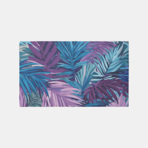 Outdoor Rug Purple And Blue Palm Tropical Leaf