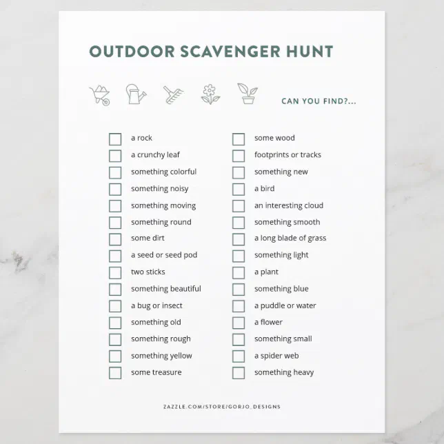 Outdoor Scavenger Hunt Kids Activities Party Game | Zazzle