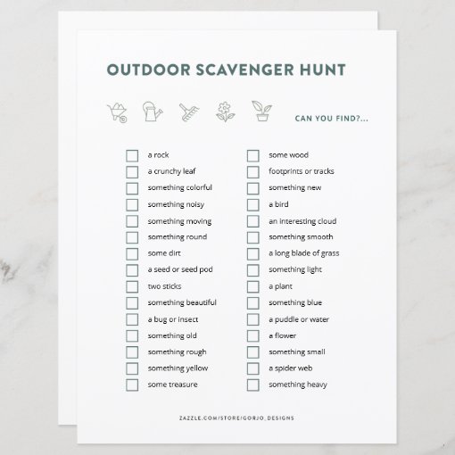 Outdoor Scavenger Hunt Kids Activities Party Game | Zazzle