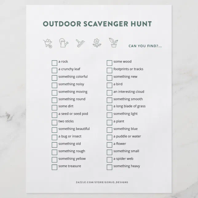 Outdoor Scavenger Hunt Kids Activities Party Game Flyer | Zazzle