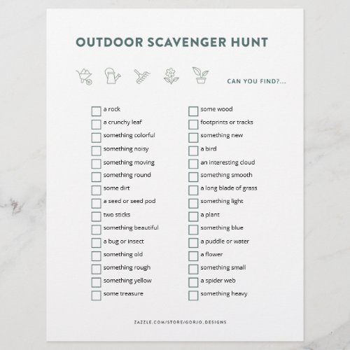 Outdoor Scavenger Hunt Kids Activities Party Game Flyer