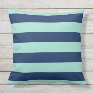 Outdoor Seafoam Green and Navy Stripes