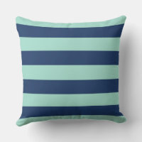 Nautical Anchor Seafoam Stripe Family Monogram Accent Pillow