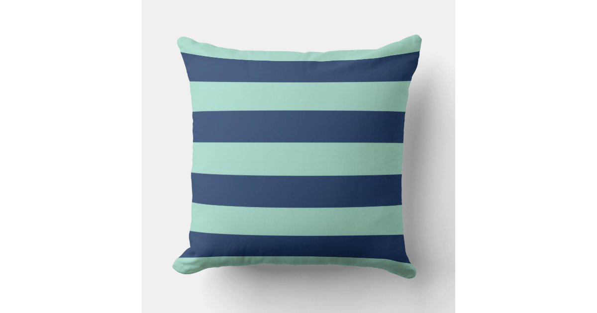 Nautical Anchor Seafoam Stripe Family Monogram Accent Pillow