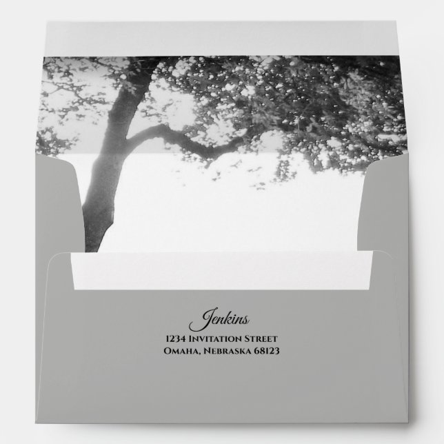 Outdoor Shade Black & White Wedding Envelopes (Back (Bottom))