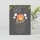 Outdoor smore camping birthday invitation (Standing Front)