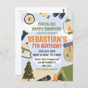 Outdoor Smores Camp Out Birthday Postcard