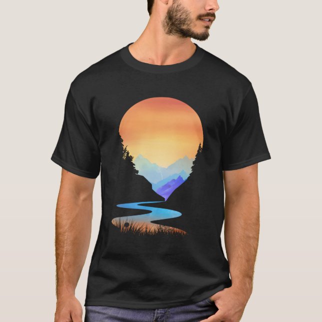 Outdoor Style Mountains Sun Nature T-Shirt (Front)