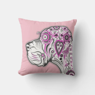 Outdoor Sugar Skull Great Dane Pillow