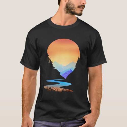 Outdoor Sunset Style Mountains Sun Nature T_Shirt