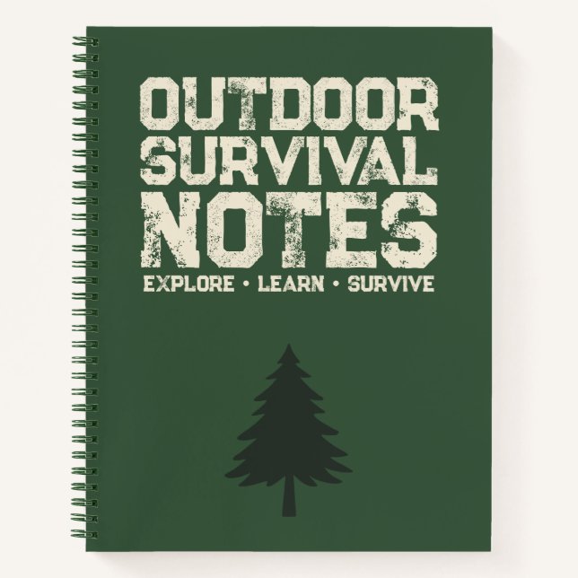 Outdoor Survival Notes Green Forest Notebook Cover (Front)