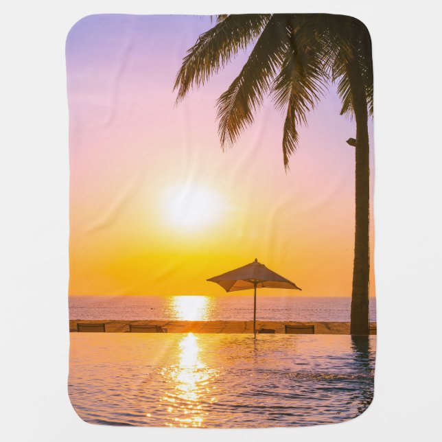 Outdoor Swimming Pool with Umbrella-23543 Baby Blanket (Front)