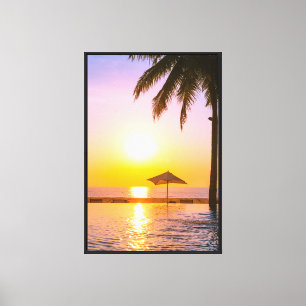 Outdoor Swimming Pool with Umbrella-23543 Canvas Print