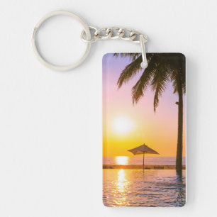 Outdoor Swimming Pool with Umbrella-23543 Keychain