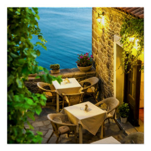 Outdoor Tables at Resturant Poster