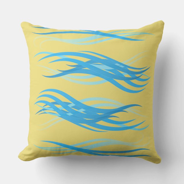 Outdoor Throw Pillow-Blue Waves Pillow (Front)
