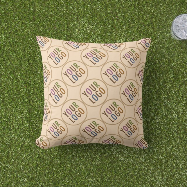 Outdoor Throw Pillow Business Company Logo Branded (Grass)