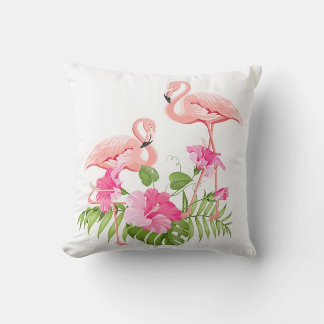 Outdoor Throw Pillow-Flamingo Pillow (Front)