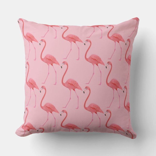 Outdoor Throw Pillow-Flamingos Pillow (Front)