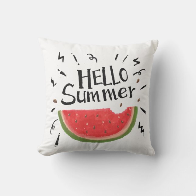 Outdoor Throw Pillow-Hello Summer Throw Pillow (Front)
