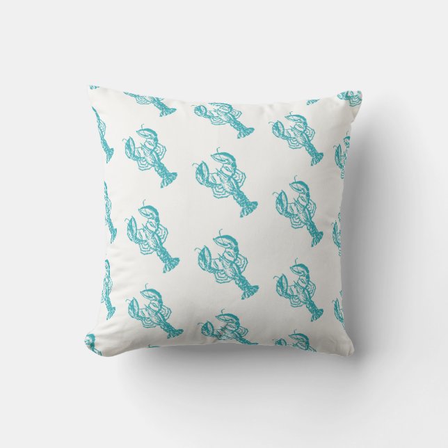 Outdoor Throw Pillow-Lobster Throw Pillow (Front)