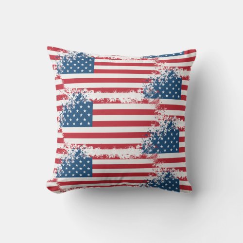 Outdoor Throw Pillow_Patriotic USA Flag Outdoor Pillow