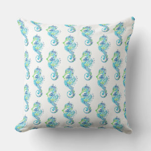 Outdoor Throw Pillow-Seahorse Pillow