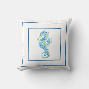 Outdoor Throw Pillow-Seahorse Pillow