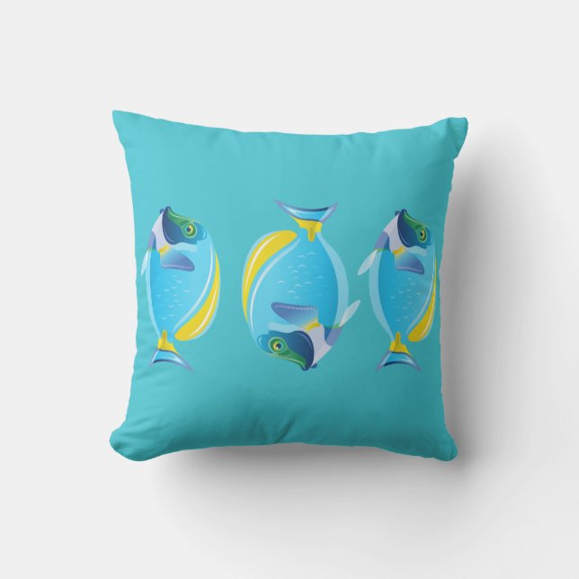 Outdoor Throw Pillow-Tropical Fish Throw Pillow (Front)