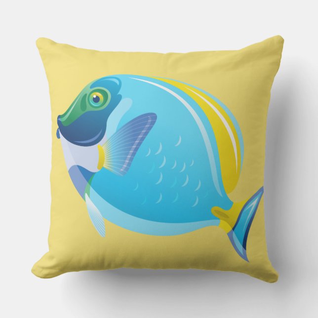 Outdoor Throw Pillow-Tropical Fish Throw Pillow (Front)