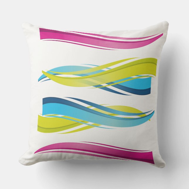 Outdoor Throw Pillow-Waves of Color Pillow (Front)