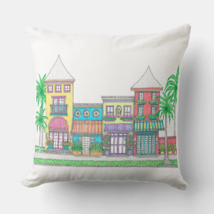 Outdoor Tropical Pillow with Purple
