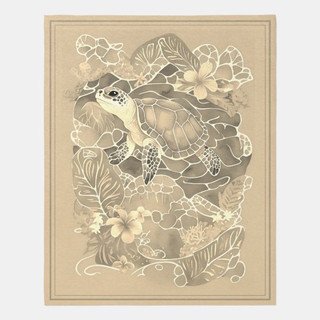 Outdoor Turtle Rug - Beige Sea Turtle Area Rug (Front (Vertical))