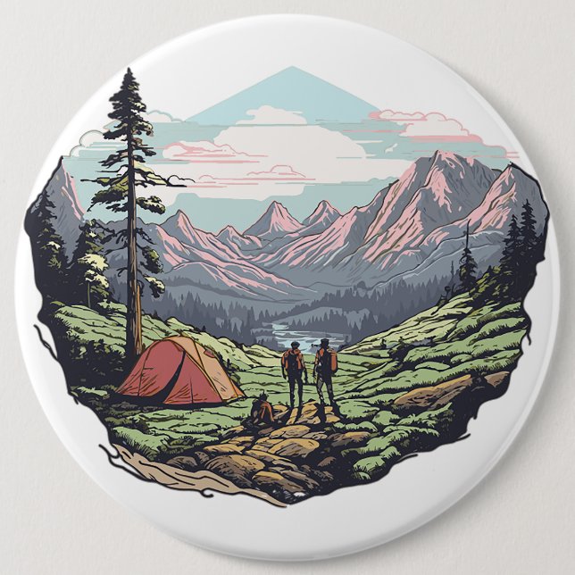 Outdoor unique, retro/vintage graphic button (Front)