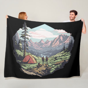 Outdoor unique, retro/vintage graphic fleece blanket