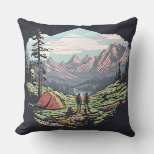 Outdoor unique, retro/vintage graphic throw pillow
