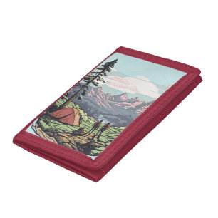 Outdoor unique, retro/vintage graphic tri-fold wallet