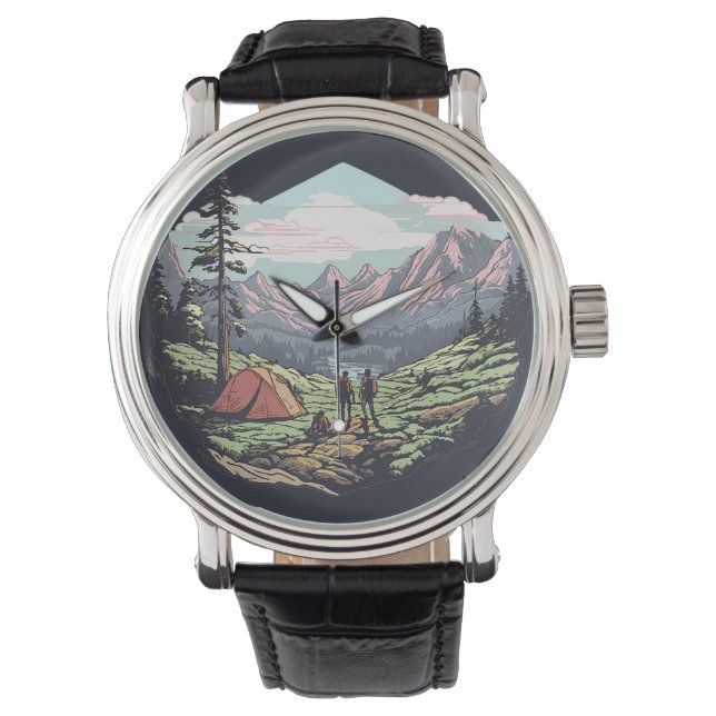 Outdoor unique, retro/vintage graphic watch (Front)