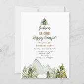 Outdoor Watercolor camper first birthday Invitation (Front)